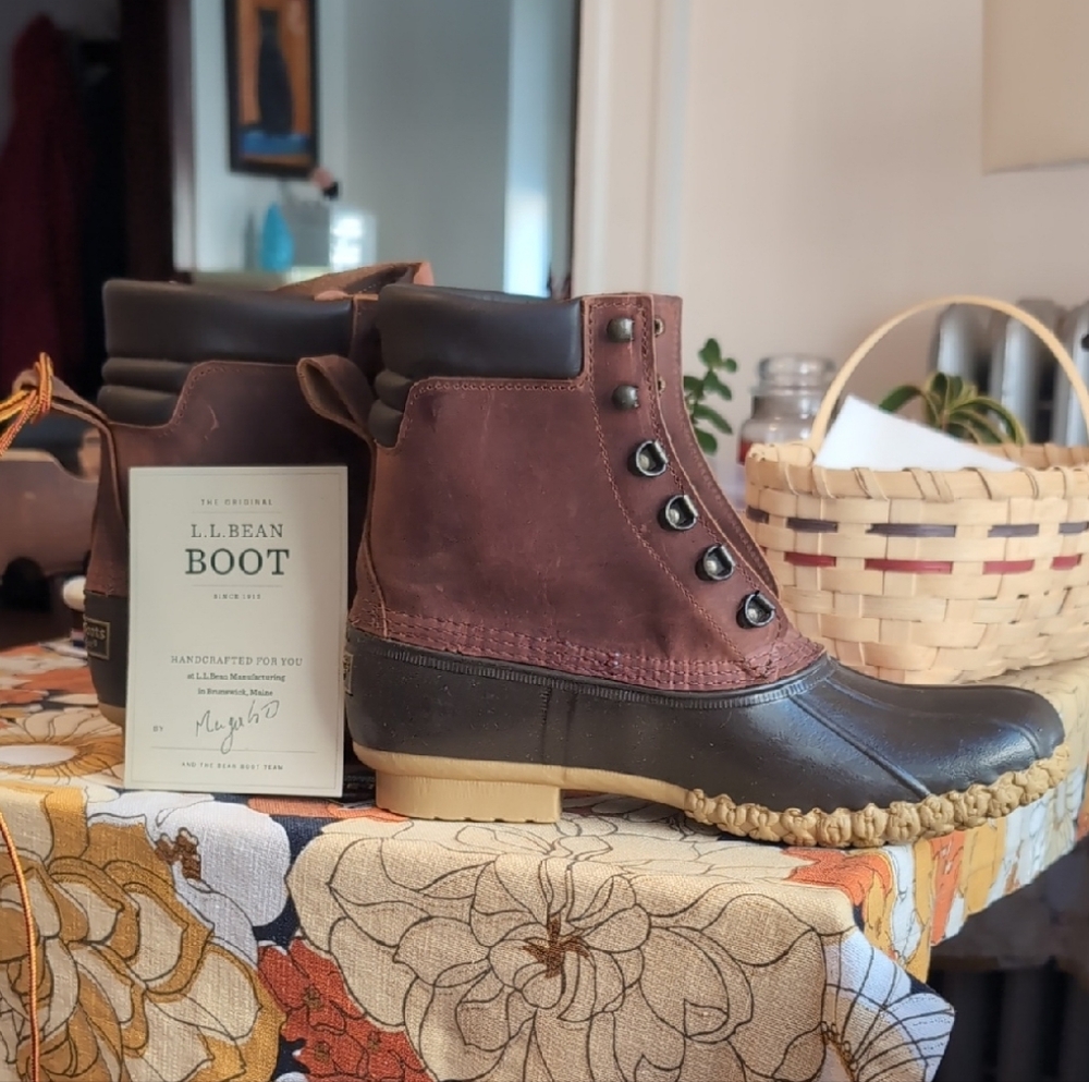 L.L. Bean Maroon and Dark Brown Duck Boots